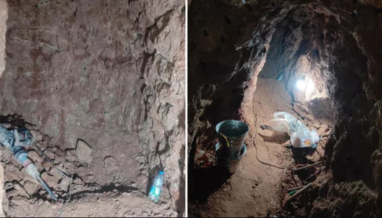 1500 yıllık arkeolojik sit alanında kaçak kazı yapan 5 kişi, 14 metre derinlikteki tünelde yakalandı