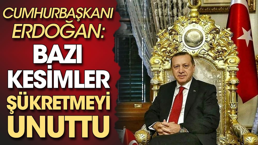 Cumhurbaşkanı Erdoğan: Bazı kesimler şükretmeyi unuttu