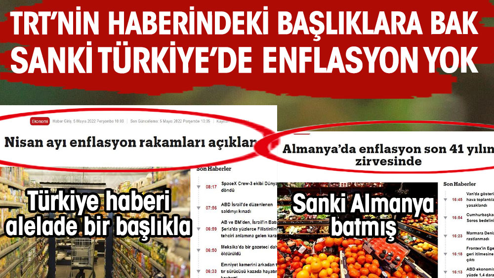 TRT'nin haberlerindeki başlıklarına bak. Sanki ülkede enflasyon yok