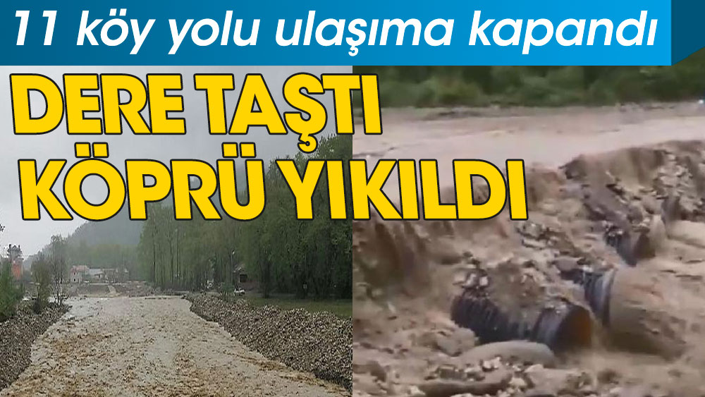 Sinop Türkeli'de dere taştı. 11 köyü birbirine bağlayan yol kapandı