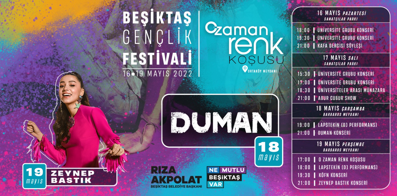 Beşiktaş Belediyesi 19 Mayıs Gençlik Festivali programı