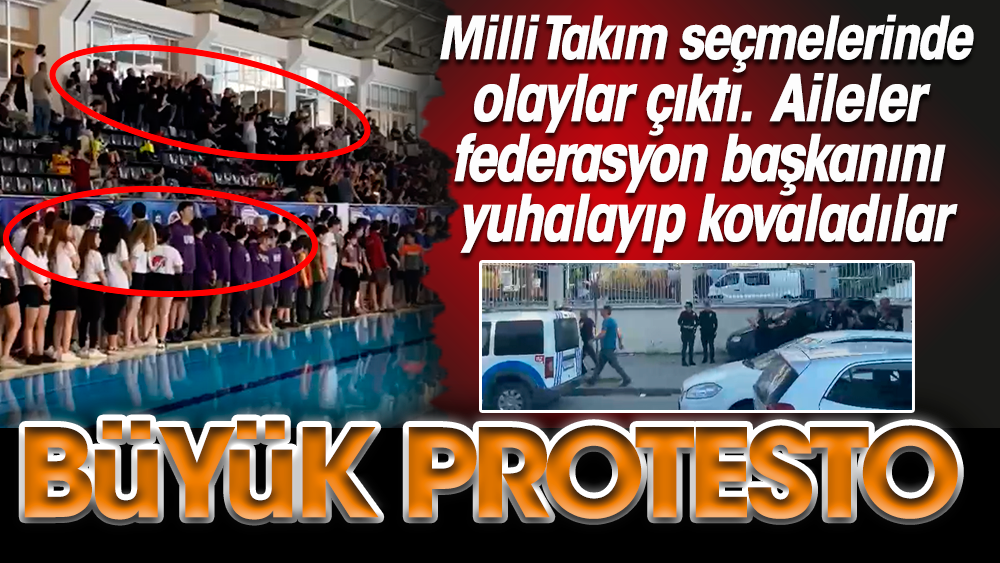 Sualtı Federasyonu Başkanı Oğuz Aydın'ı önce yuhaladılar sonra kovaladılar. Havuzda büyük protesto