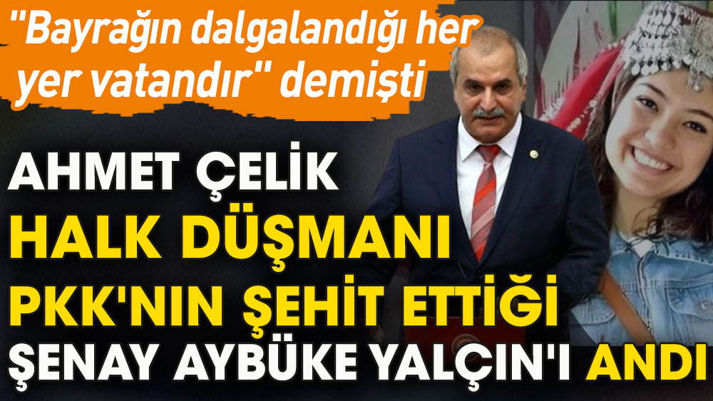Ahmet Çelik halk düşmanı PKK'nın şehit ettiği Şenay Aybüke Yalçın'ı andı. ''Bayrağın dalgalandığı her yer vatandır'' demişti