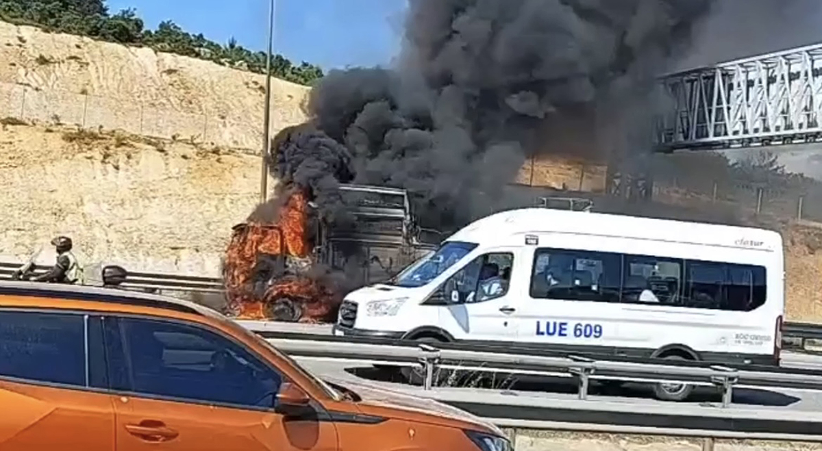 Pendik'te sebze yüklü kamyon alev alev yandı