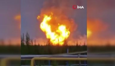 Gazprom tesisleri havaya uçtu, alevler gökyüzüne yükseldi