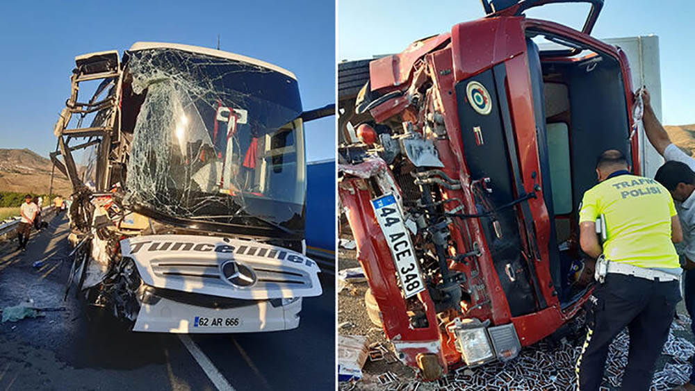 Yolcu otobüsü, kargo kamyonuna çarptı: 1'i ağır 16 yaralı