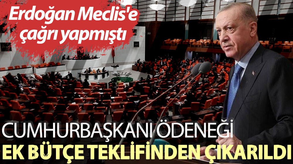 Erdoğan Meclis'e çağrı yapmıştı! Cumhurbaşkanı ödeneği ek bütçe teklifinden çıkarıldı