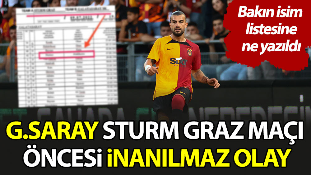Galatasaray'da Sturm Graz maçı öncesi inanılmaz olay. Bakın isim listesine ne yazıldı