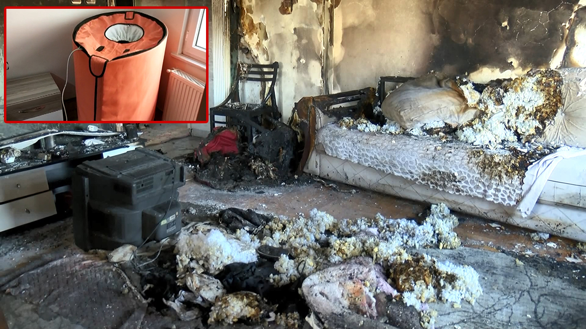'Portatif saunadan' çıktığı iddia edilen yangın daireyi kül etti