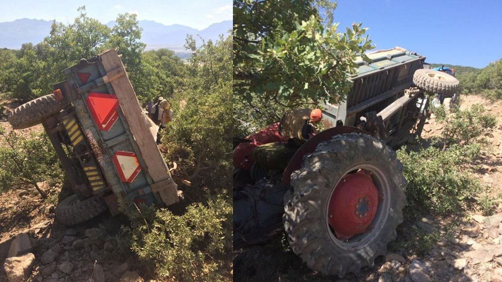 Kontrolden çıkan traktör şarampole devrildi: 2 yaralı
