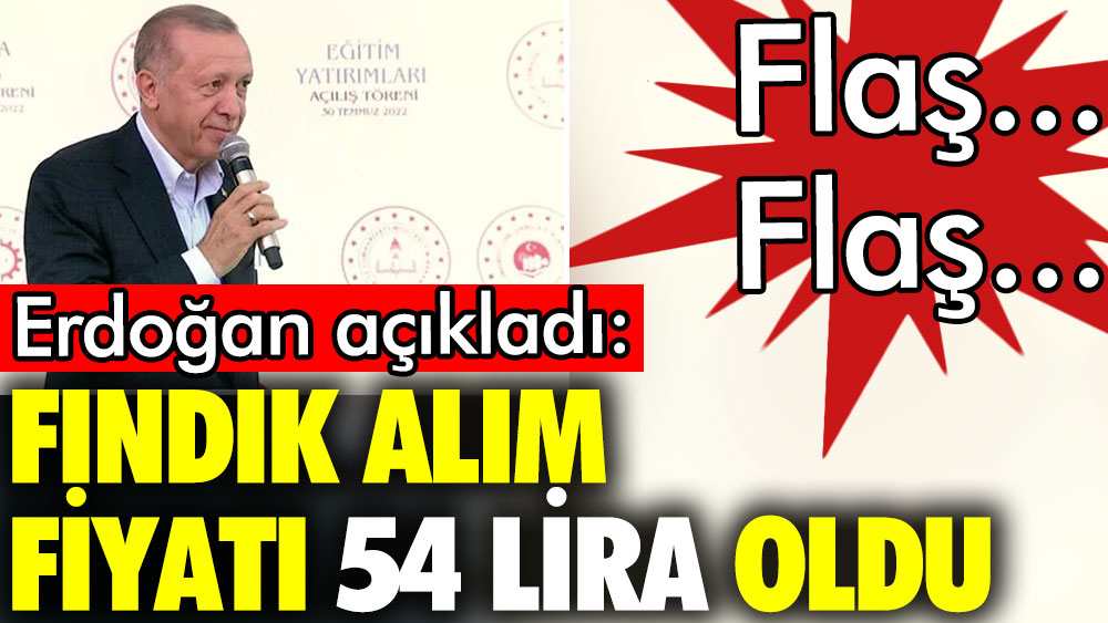 Cumhurbaşkanı Erdoğan fındık alım fiyatını açıkladı. Fındıkta taban fiyat 54 lira oldu