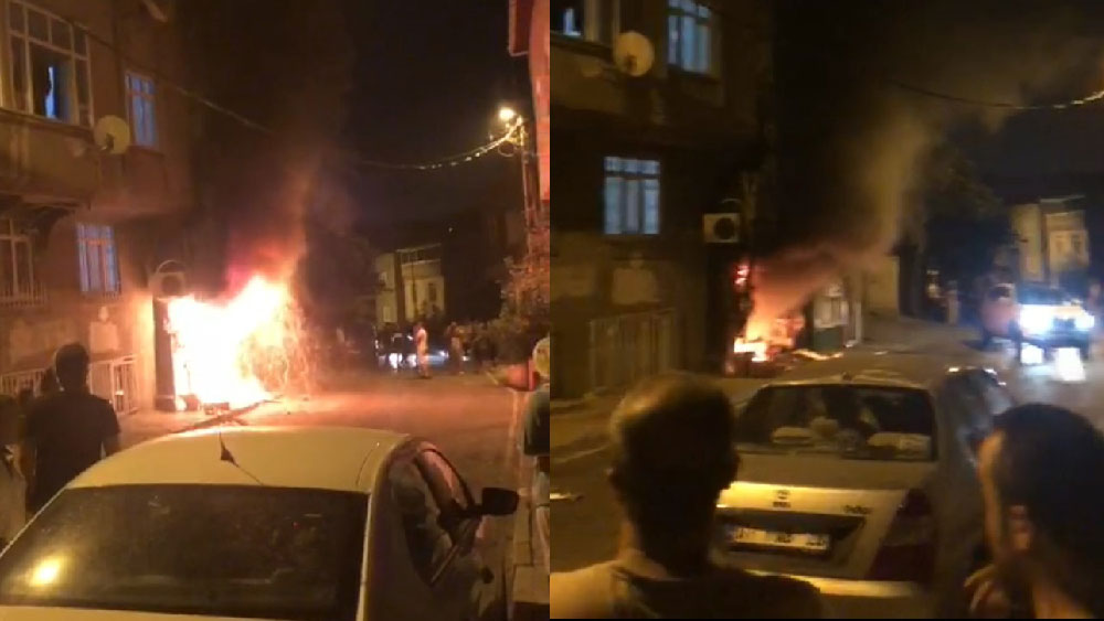İstanbul-Gaziosmanpaşa’da sokakta silah sesleri yankılandı; ateşe verilen dükkan alev alev yandı