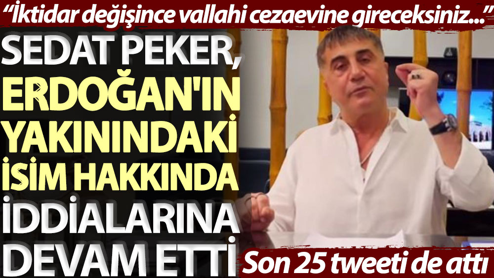 Sedat Peker, Erdoğan'ın yakınındaki isim hakkında iddialarına devam etti! Son 25 tweeti de attı