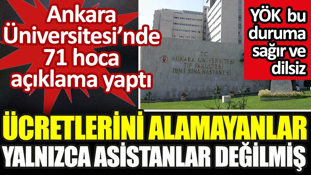 Ankara Üniversitesi’nde 71 hoca açıklama yaptı. Ücretlerini alamayanlar yalnızca asistanlar değilmiş. YÖK bu duruma sağır ve dilsiz
