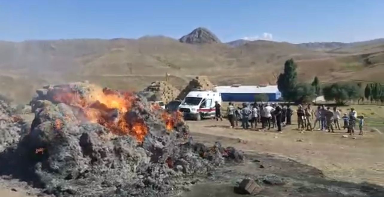 Erzurum'da 10 bin balya ot alev alev yandı