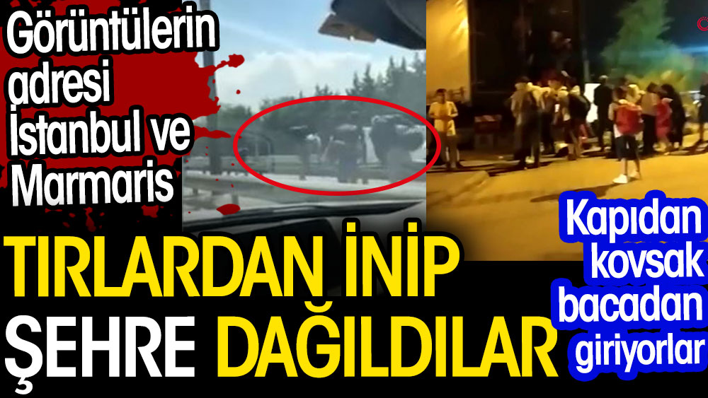Tırlardan inip şehre dağıldılar. Görüntülerin adresi İstanbul ve Marmaris