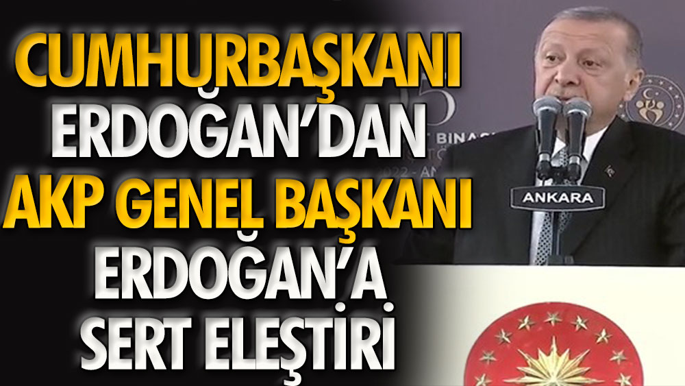 Cumhurbaşkanı Erdoğan'dan AKP Genel Başkanı Erdoğan'a sert eleştiri