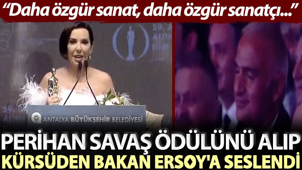 Perihan Savaş ödülünü alıp kürsüden Bakan Ersoy'a seslendi: Daha özgür sanat, daha özgür sanatçı…