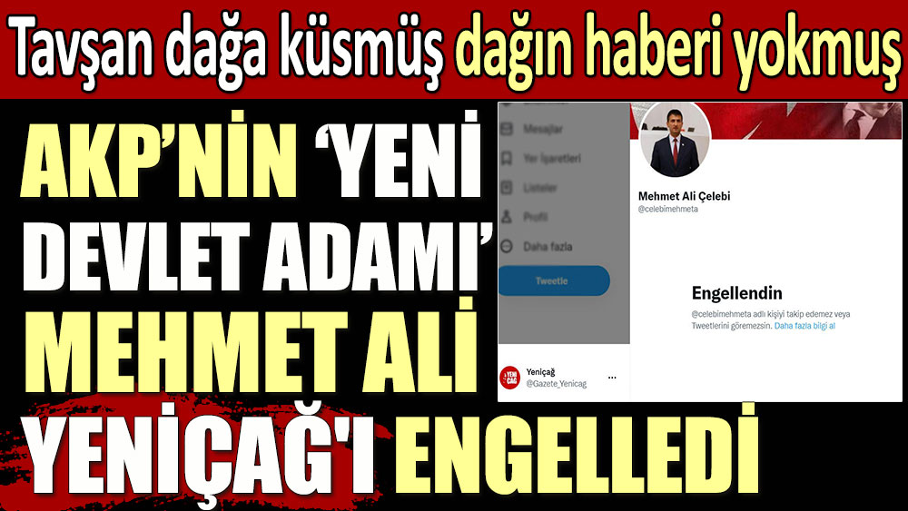 AKP'nin yeni devlet adamı Mehmet Ali Yeniçağ'ı engelledi. Tavşan dağa küsmüş dağın haberi yokmuş