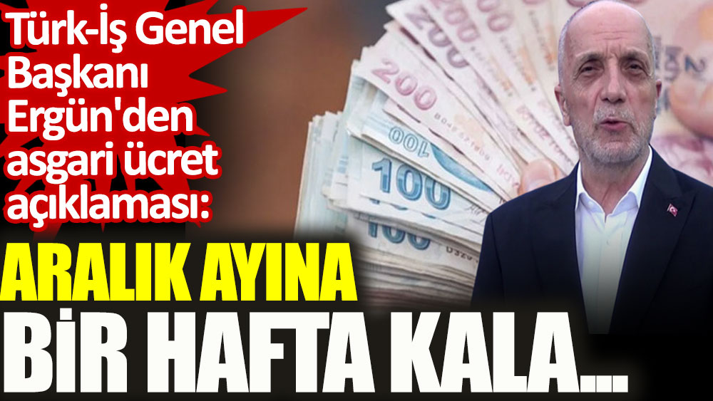 Türk-İş Genel Başkanı Ergün'den asgari ücret açıklaması. Aralık ayına bir hafta kala