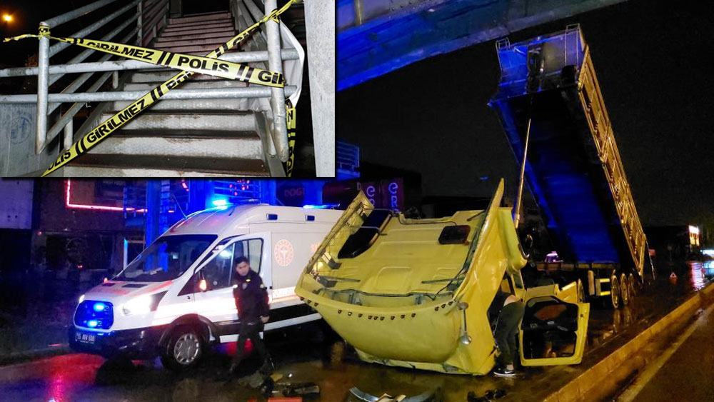 Samsun'da feci kaza! Damperi açılan tır üst geçide çarptı: 4 yaralı