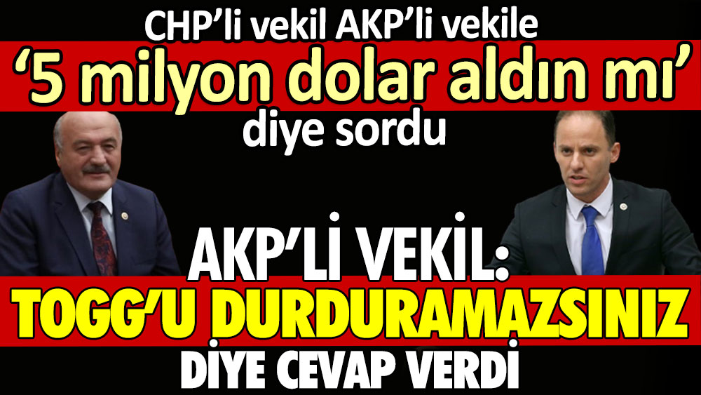 CHP'li vekil AKP'li vekile '5 milyon dolar aldın mı?' diye sordu. AKP'li vekil 'TOGG'u durduramazsınız' diye yanıt verdi