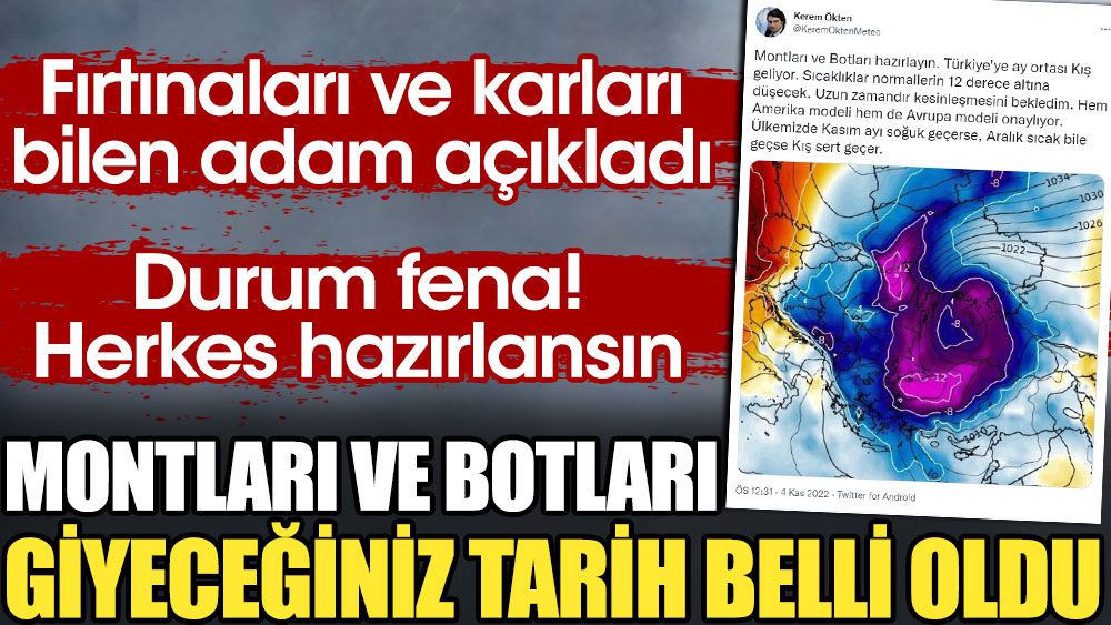 Montları ve botları giyeceğiniz tarih belli oldu. Fırtınaları ve karları bilen adam açıkladı. Durum fena! Herkes hazırlansın