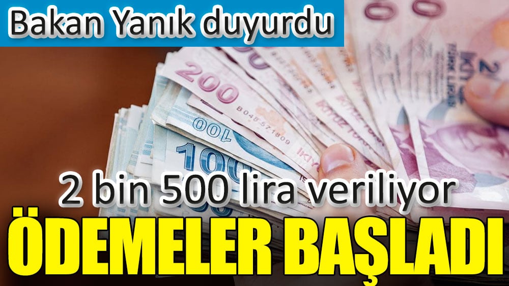 2 bin 500 lira destek ödemeleri başladı. Bakan Yanık duyurdu