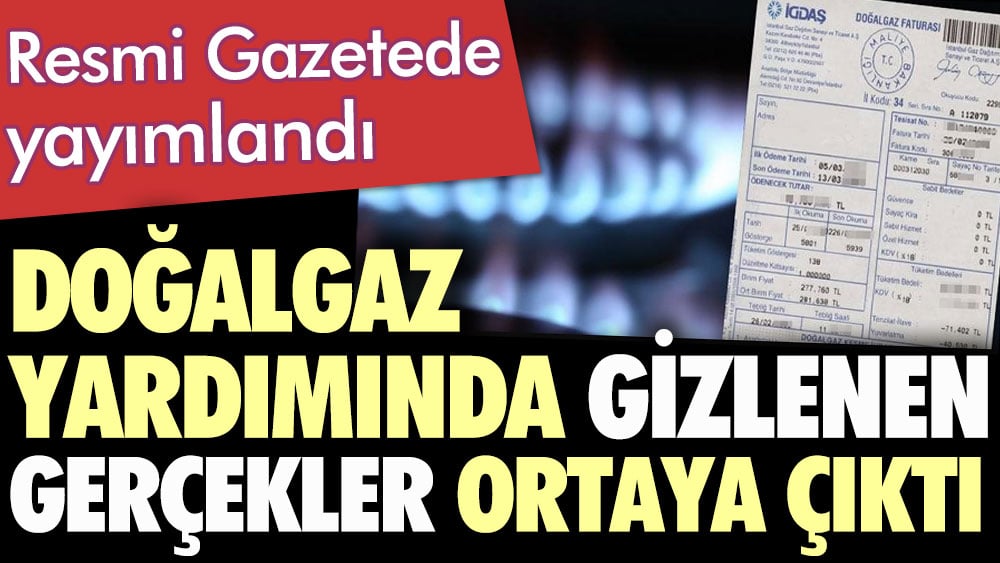 Doğalgaz yardımında gizlenen gerçekler ortaya çıktı. Resmi Gazetede yayımlandı