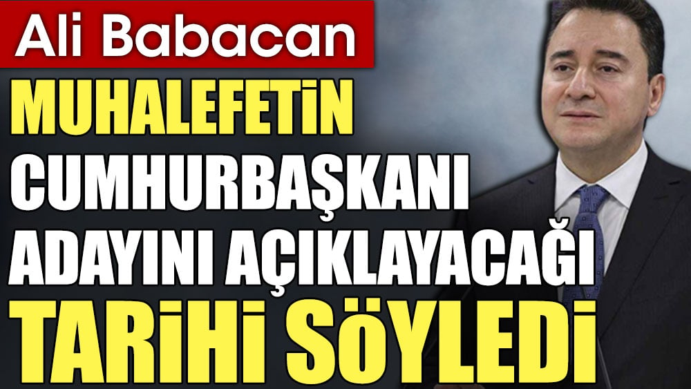Ali Babacan muhalefetin cumhurbaşkanı adayını açıklayacağı tarihi söyledi