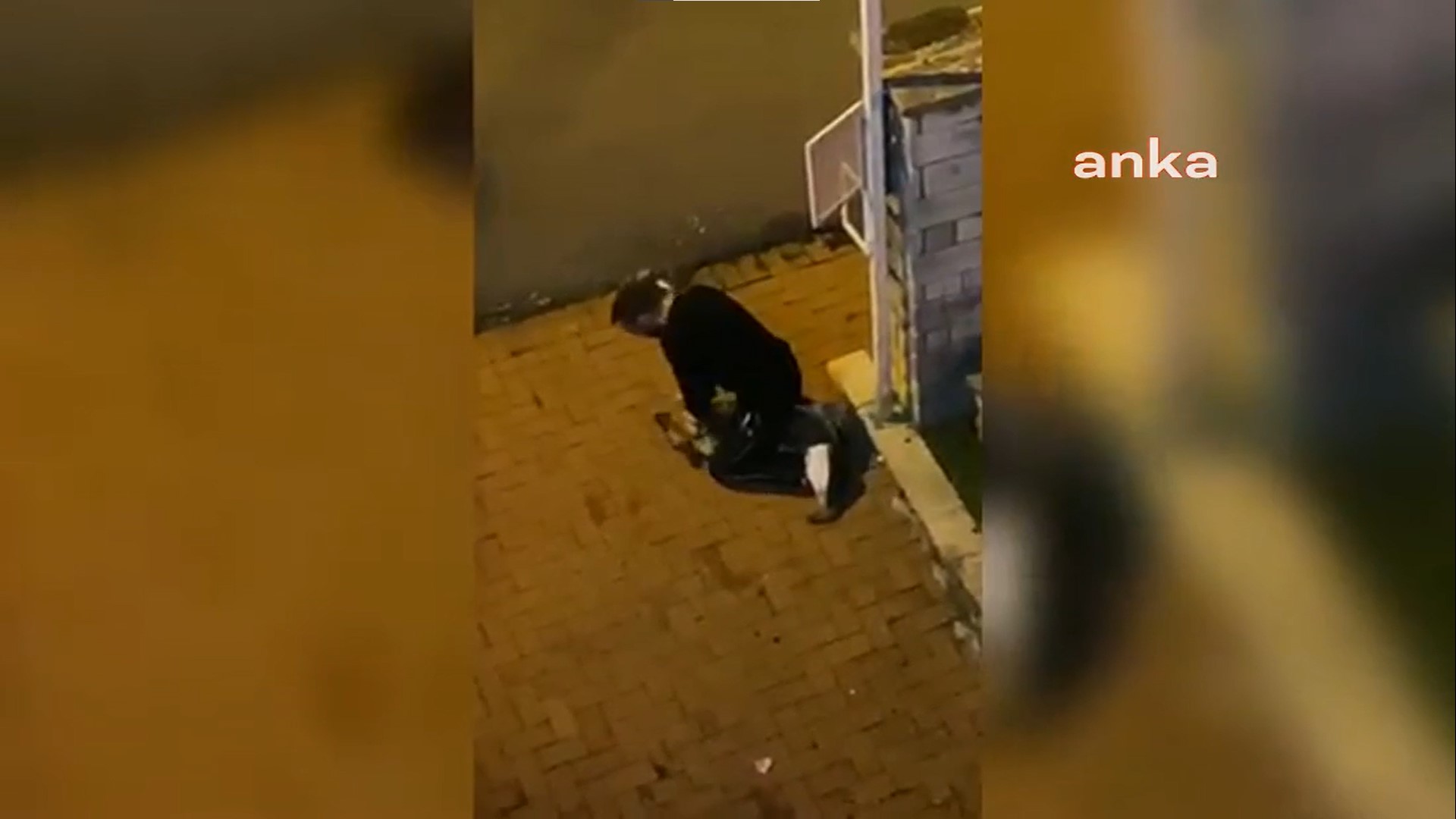 Üzerine oturduğu sokak köpeğini boğmaya çalıştı