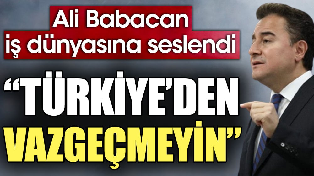 Ali Babacan iş dünyasına seslendi: Türkiye'den vazgeçmeyin