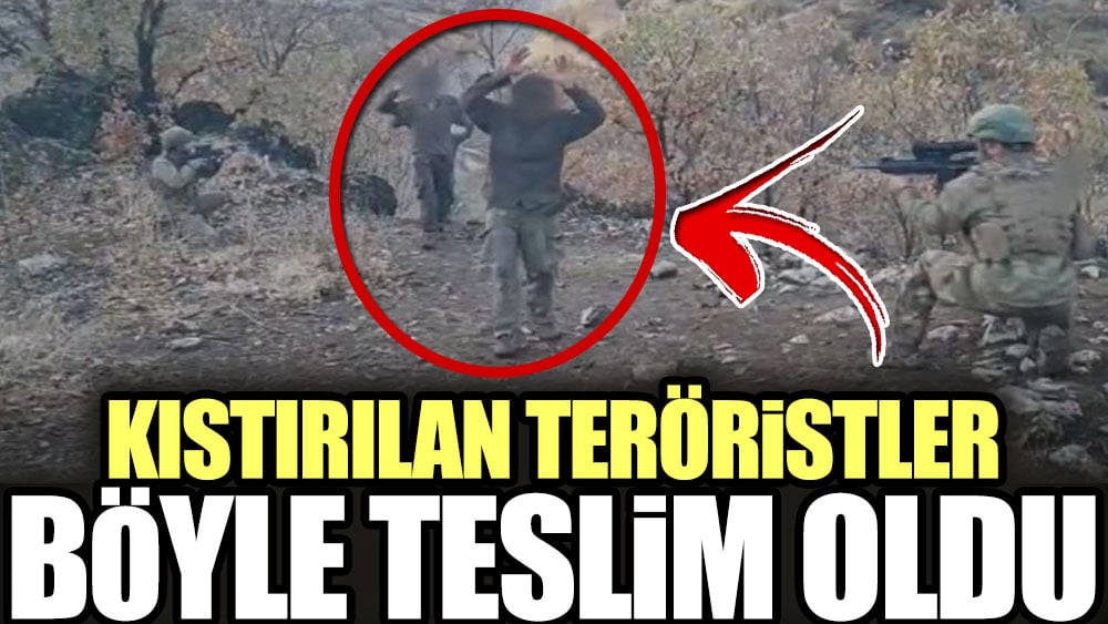 Kıstırılan teröristler böyle teslim oldu