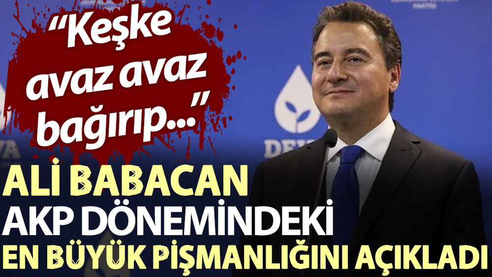 Ali Babacan AKP dönemindeki en büyük pişmanlığını açıkladı: Keşke avaz avaz bağırıp...