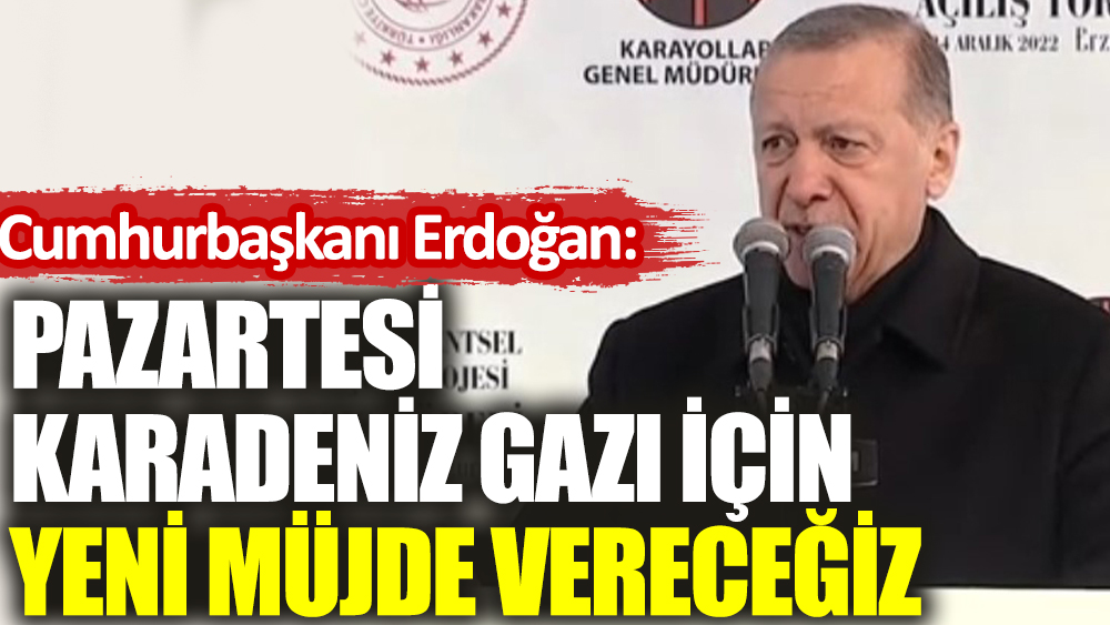 Erdoğan: Pazartesi Karadeniz gazı için yeni müjde vereceğiz