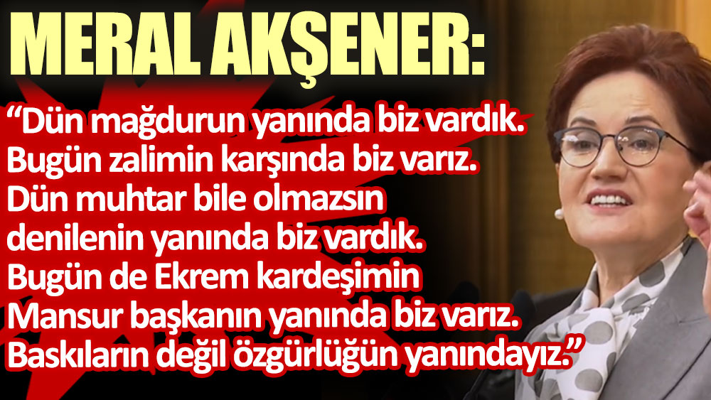Meral Akşener Erdoğan'a seslendi. Baskıların değil özgürlüğün yanındayız