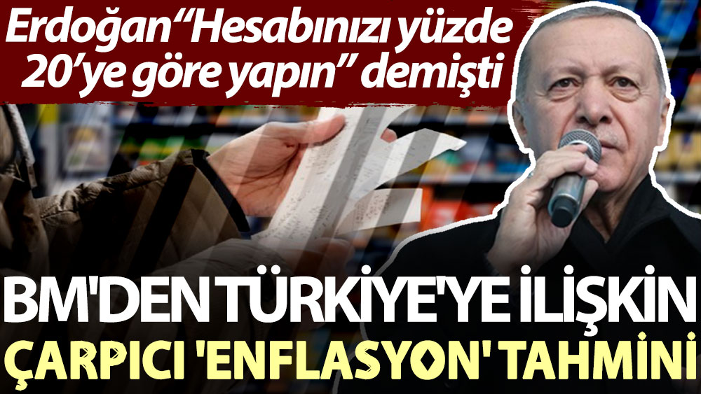 BM'den Türkiye'ye ilişkin çarpıcı 'enflasyon' tahmini. Erdoğan, “Hesabınızı yüzde  20’ye göre yapın” demişti