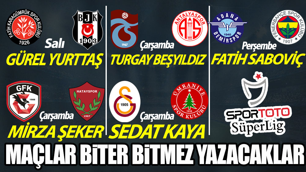 Spor Toto Süper Lig'de 22. hafta heyecanı! Maçlar biter bitmez yazacaklar