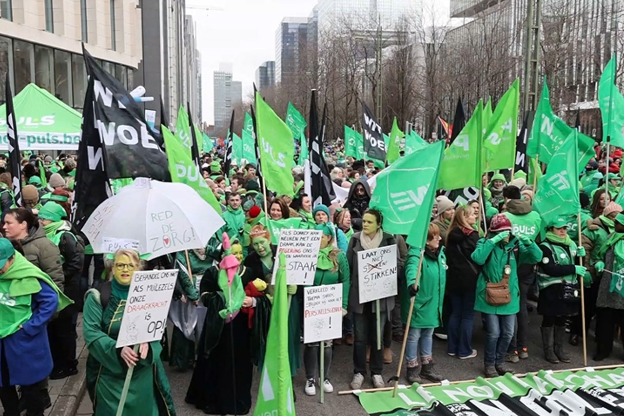 Belçika’da sağlık çalışanlarından protesto