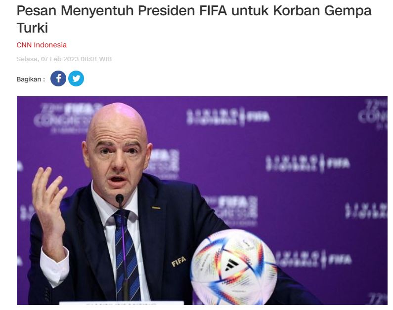 FIFA'dan deprem açıklaması: Türkiye için dua ediyoruz