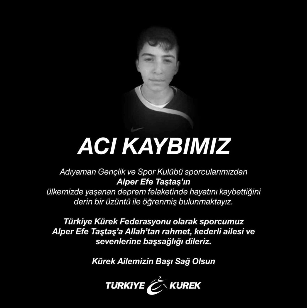 Alper Efe Taştaş depremden hayatını kaybetti. Federasyon acı haberi duyurdu
