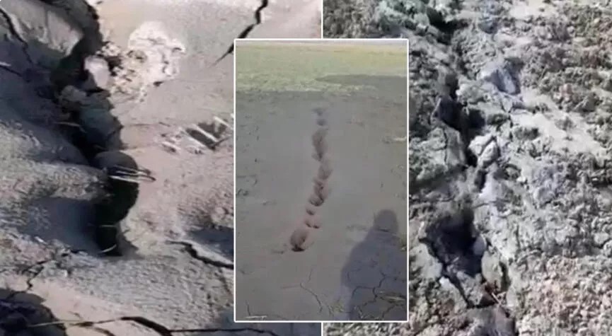 Bu görüntü Elazığ'da çekildi: Palu'da zemin sıvılaşması 
