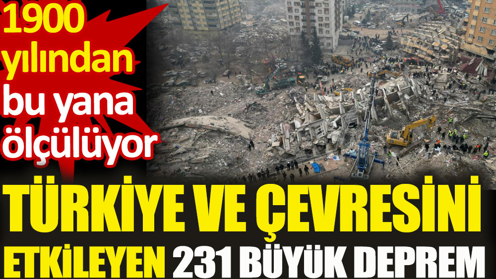 Türkiye ve çevresini etkileyen 231 büyük deprem. 1900 yılından bu yana ölçülüyor