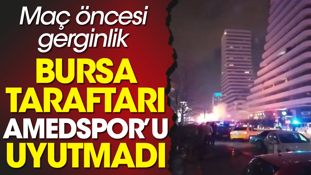Bursaspor taraftarı Amedspor oteli önünde gece boyunca havai fişek attı. Mehter Marşı çaldı