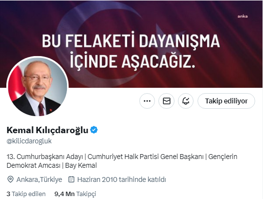 Kılıçdaroğlu Twitter profiline ‘13. cumhurbaşkanı adayı’ sıfatını ekledi