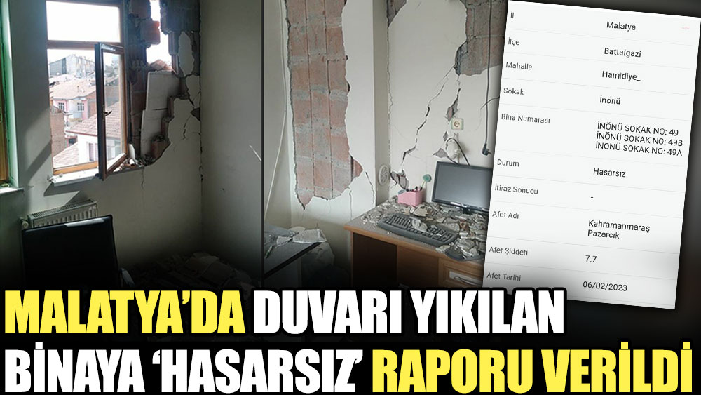 Malatya’da duvarı yıkılan binaya ‘hasarsız’ raporu verildi