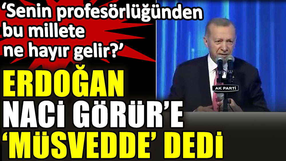 Erdoğan Naci Görür’e ‘müsvedde’ dedi. ‘Senin profesörlüğünden bu millete ne hayır gelir?’