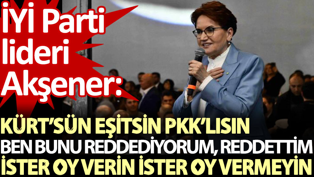 İYİ Parti lideri Akşener: Kürt’sün eşitsin PKK’lısın. Ben bunu reddediyorum, reddettim. İster oy verin ister oy vermeyin