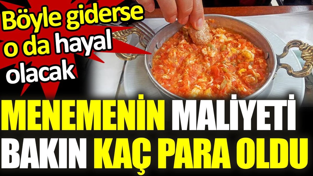 Menemenin maliyet bakın kaç para oldu: Böyle giderse o da hayal olacak