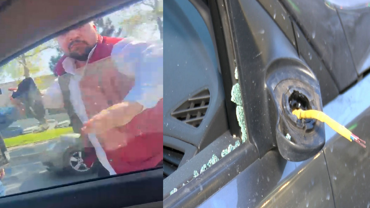 Trafik magandası yol verme tartışmasında otomobilin aynasını ve camını kırdı